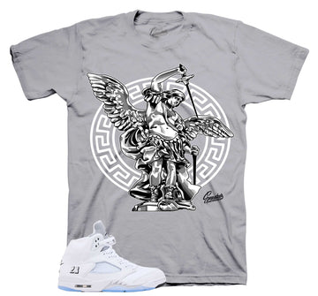 Retro 5 White Metallic Shirt - Archangel - Grey