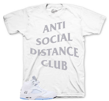 Retro 5 White Metallic Shirt - Social Distance - White