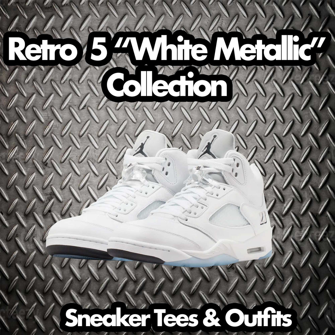 Retro 5 White Metallic Shirt - Nineties - Black