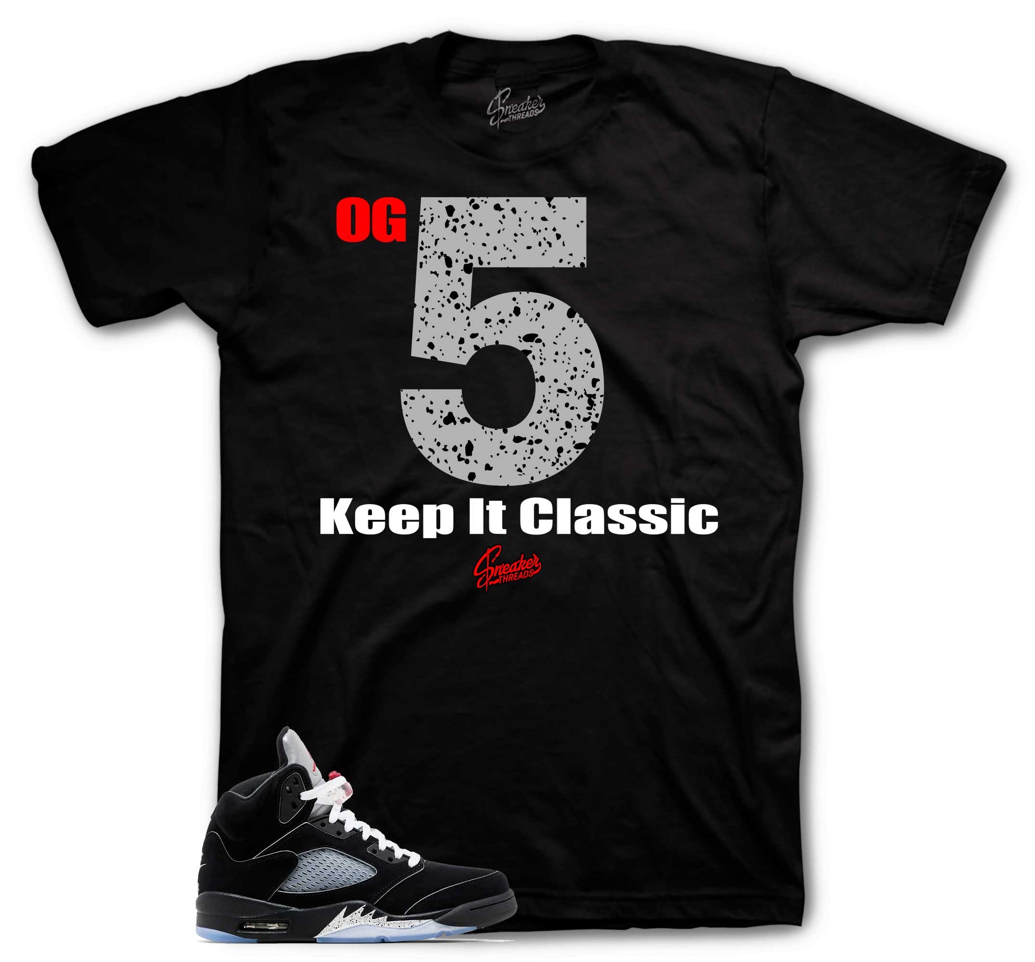 Retro 5 Black Metallic Shirt - Keep It Classic - Black