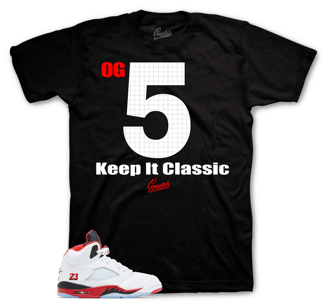 Retro 5 Fire Red Shirt - Keep It Classic