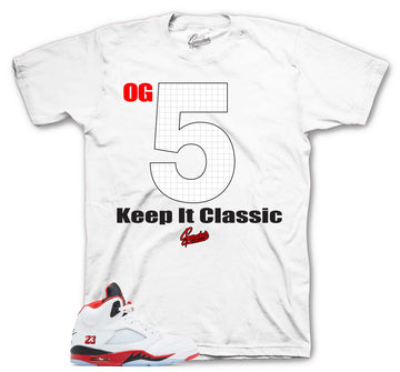 Retro 5 Fire Red Shirt - Keep It Classic
