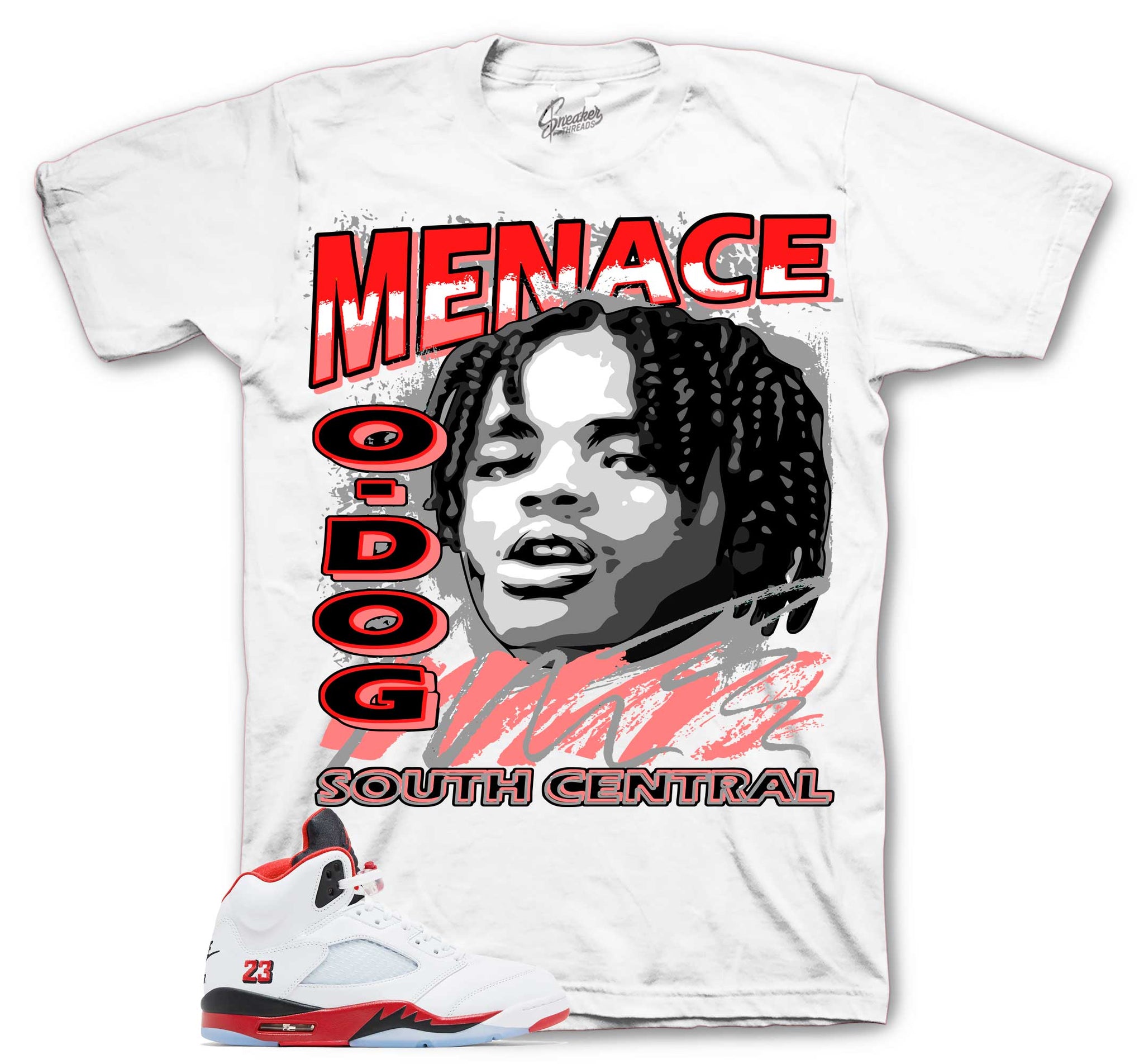 Retro 5 Fire Red Shirt - Nineties - White
