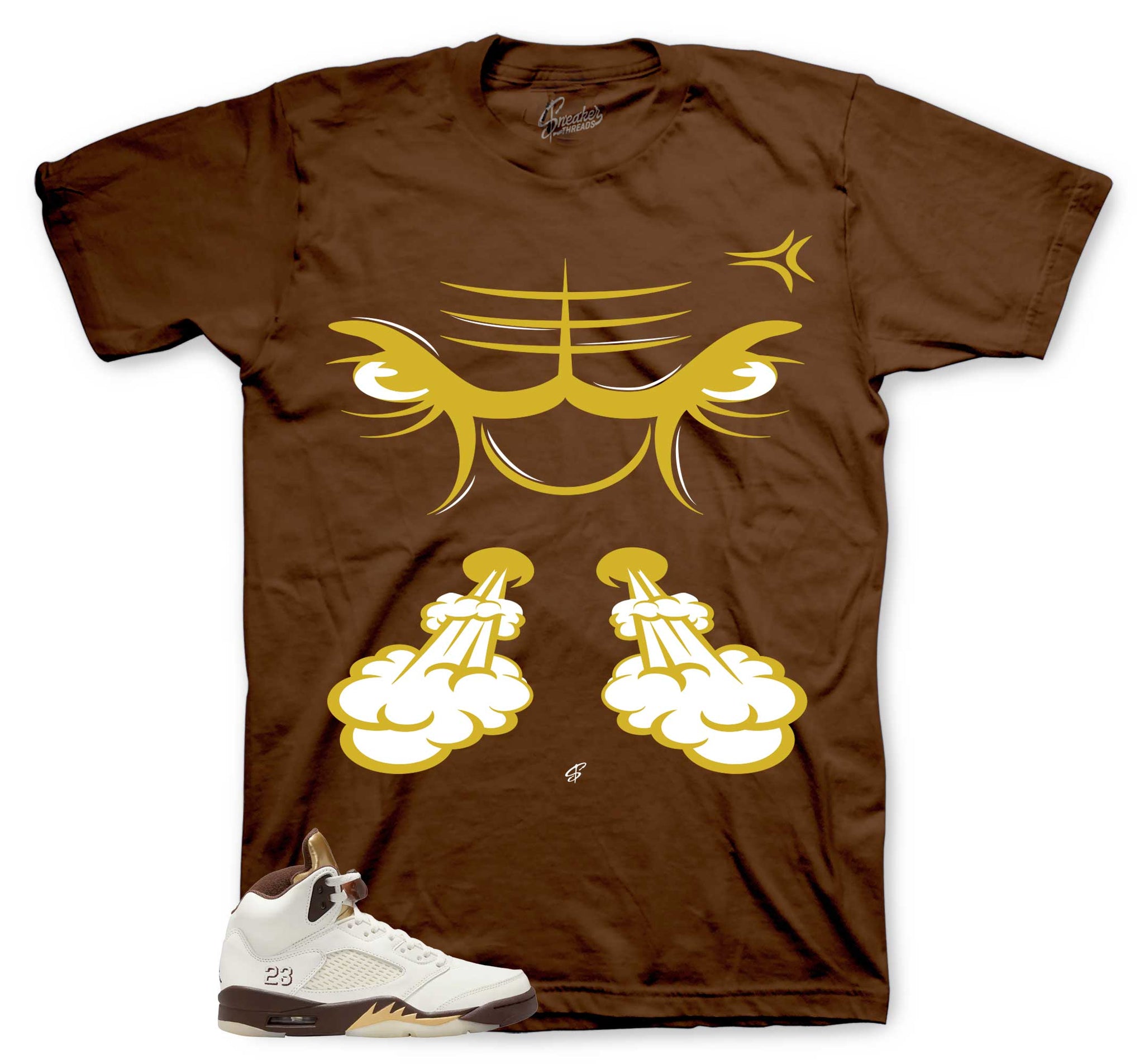 Retro 5 Earth Golden Ticket Shirt - Raging Face - Brown