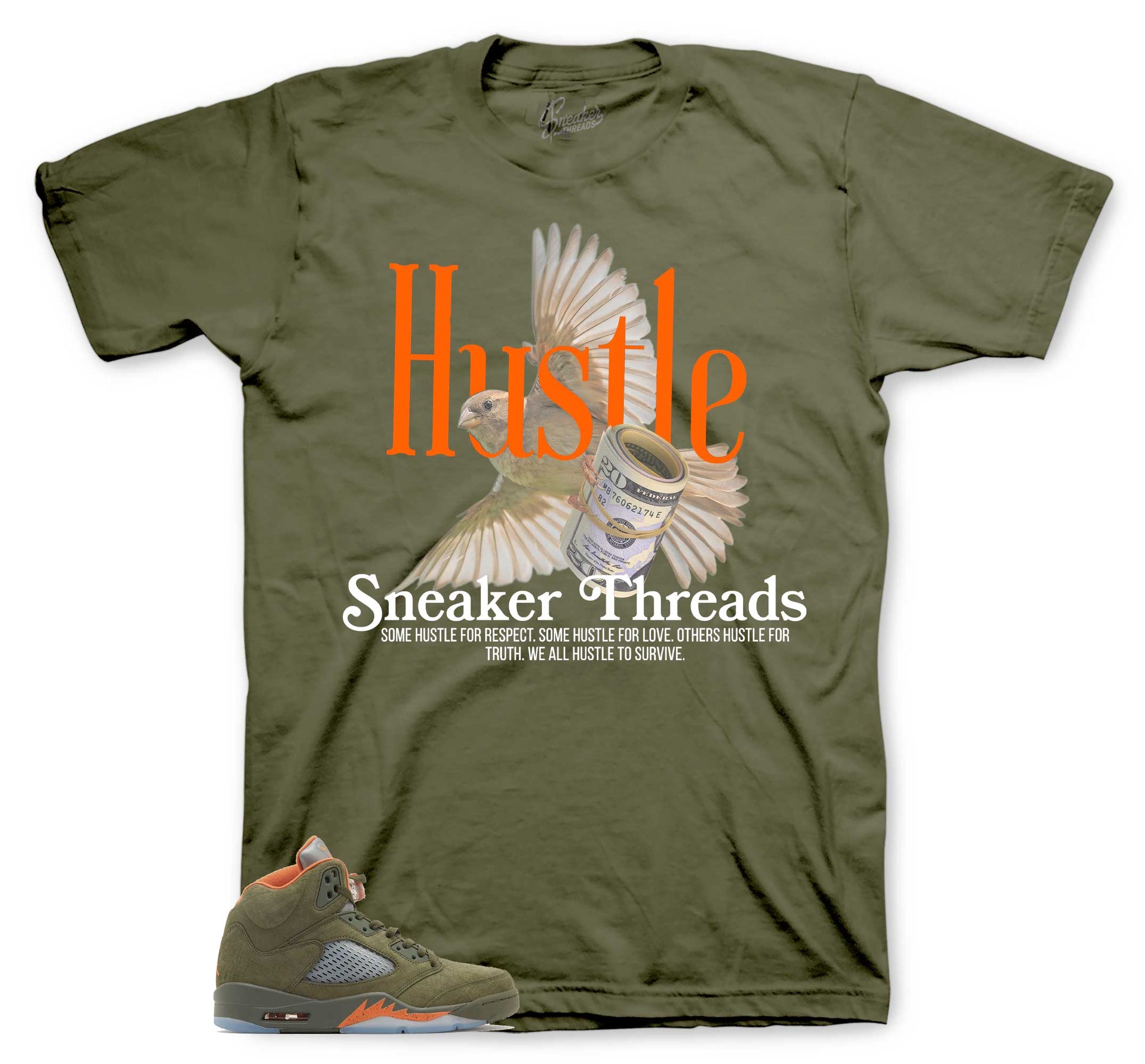 Retro 5 Olive Shirt - Fly Hustle - Military Green