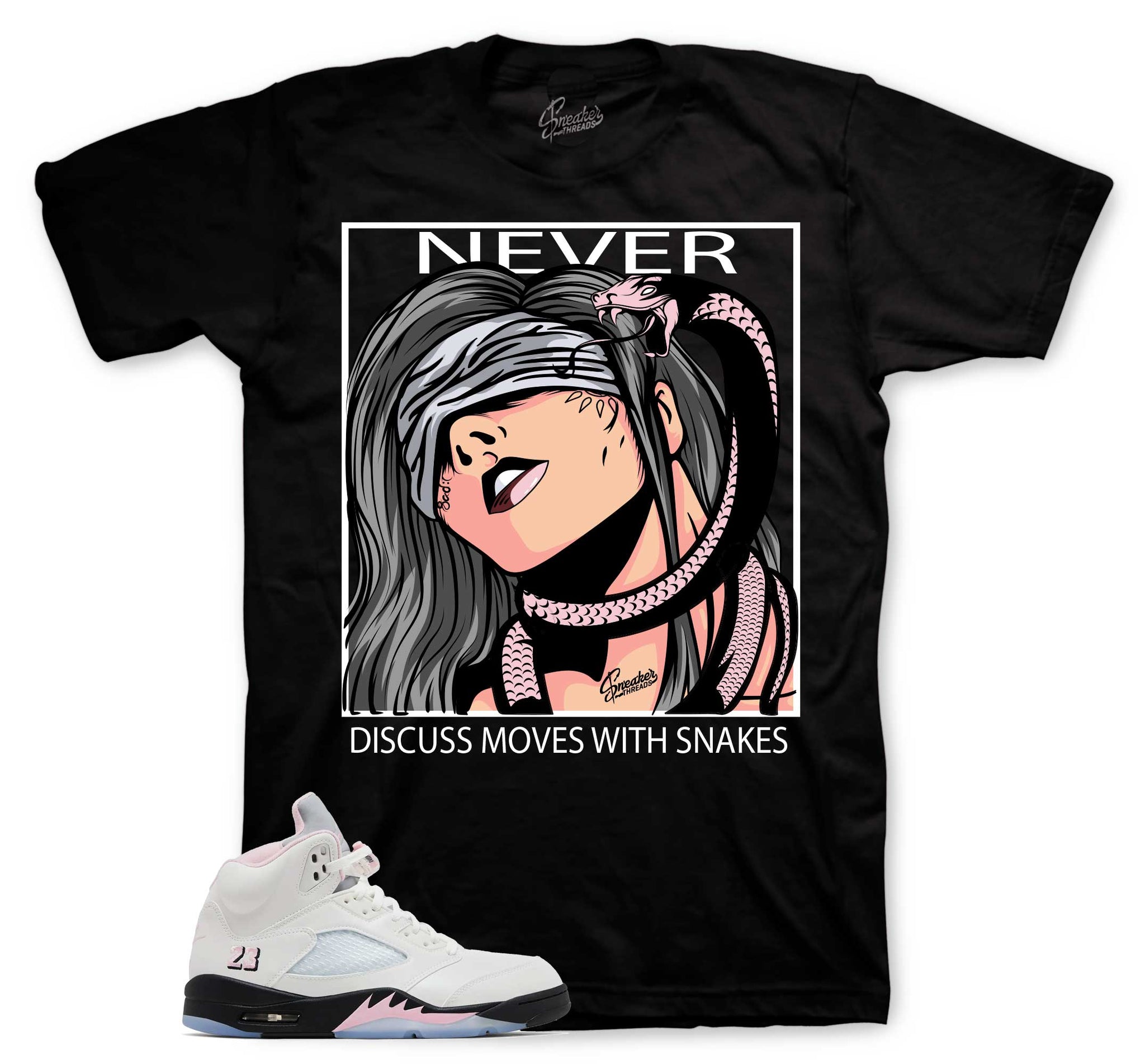 Retro 5 Soft Pink Shirt - Never Discuss - Black