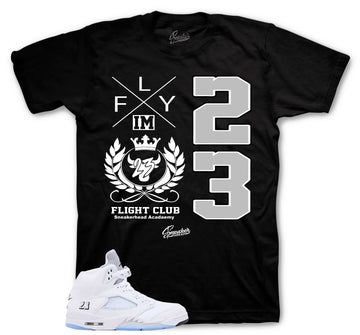 Retro 5 White Metallic Shirt - Flight Crest