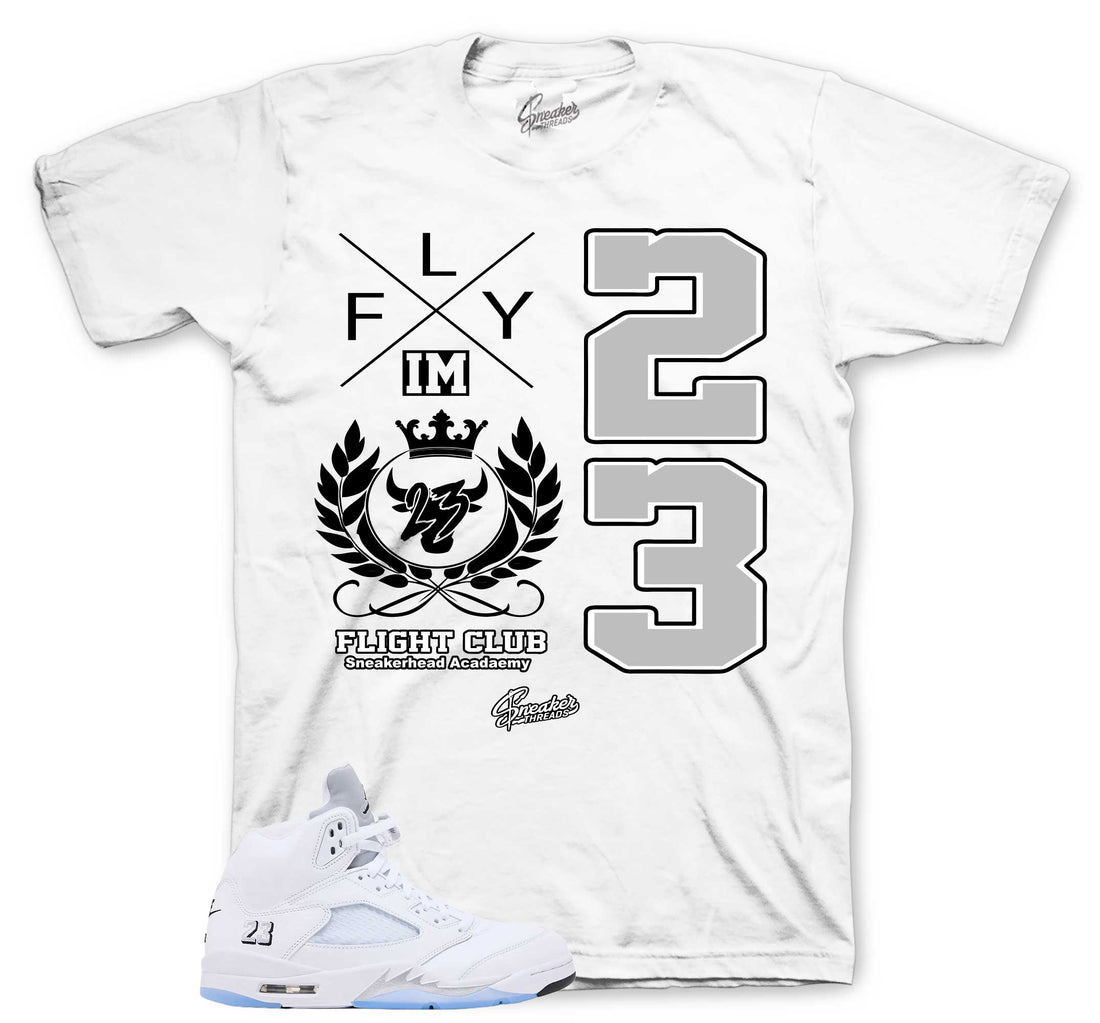 Retro 5 White Metallic Shirt - Flight Crest