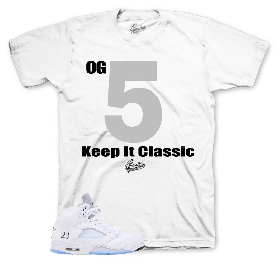 Retro 5 White Metallic Shirt - Keep It Classic