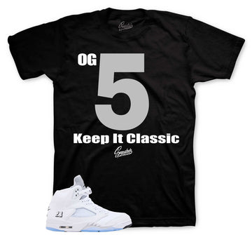 Retro 5 White Metallic Shirt - Keep It Classic