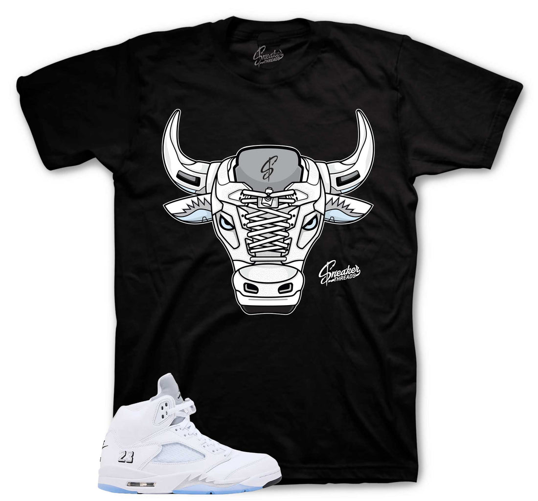 Retro 5 White Metallic Shirt - War Bully