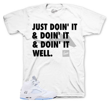 Retro 5 White Metallic Shirt - Doin It - White