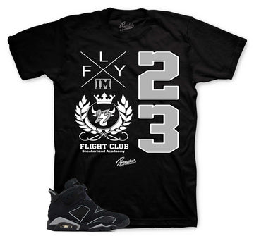 Retro 6 Cap & Gown Shirt - Flight Crest - Black