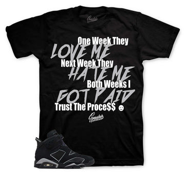Retro 6 Cap & Gown Shirt - Trust The Process - Black