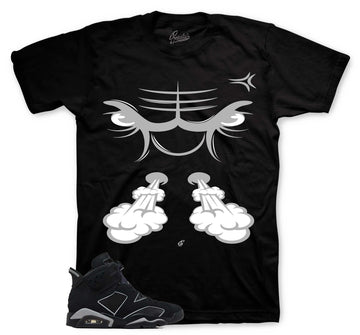Retro 6 Cap & Gown Shirt - Raging Face - Black