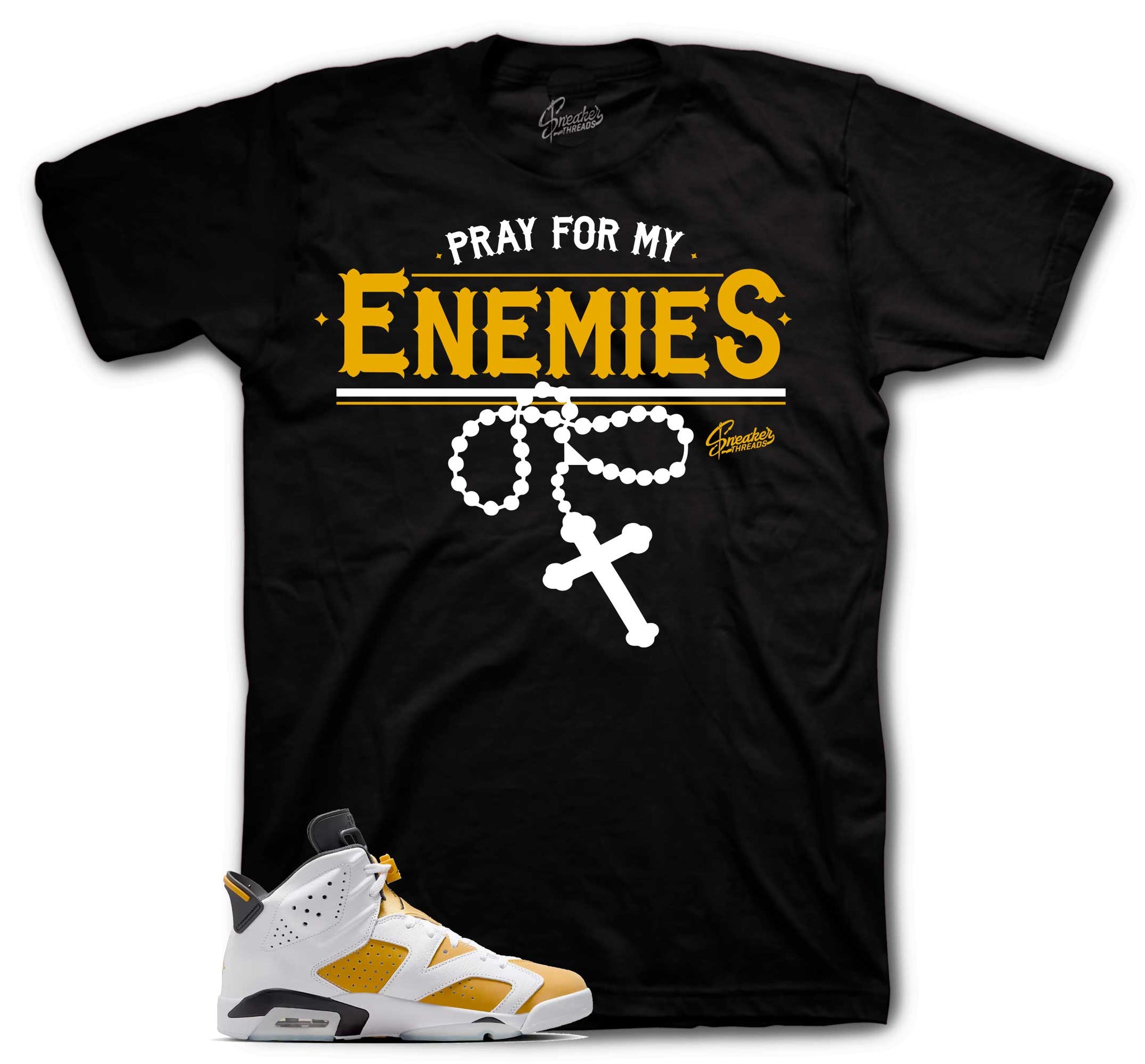 Retro 6 Yellow Ochre Shirt - Enemies - Black