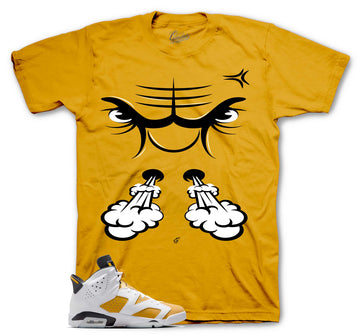 Retro 6 Yellow Ochre Shirt - Raging Face - Ochre