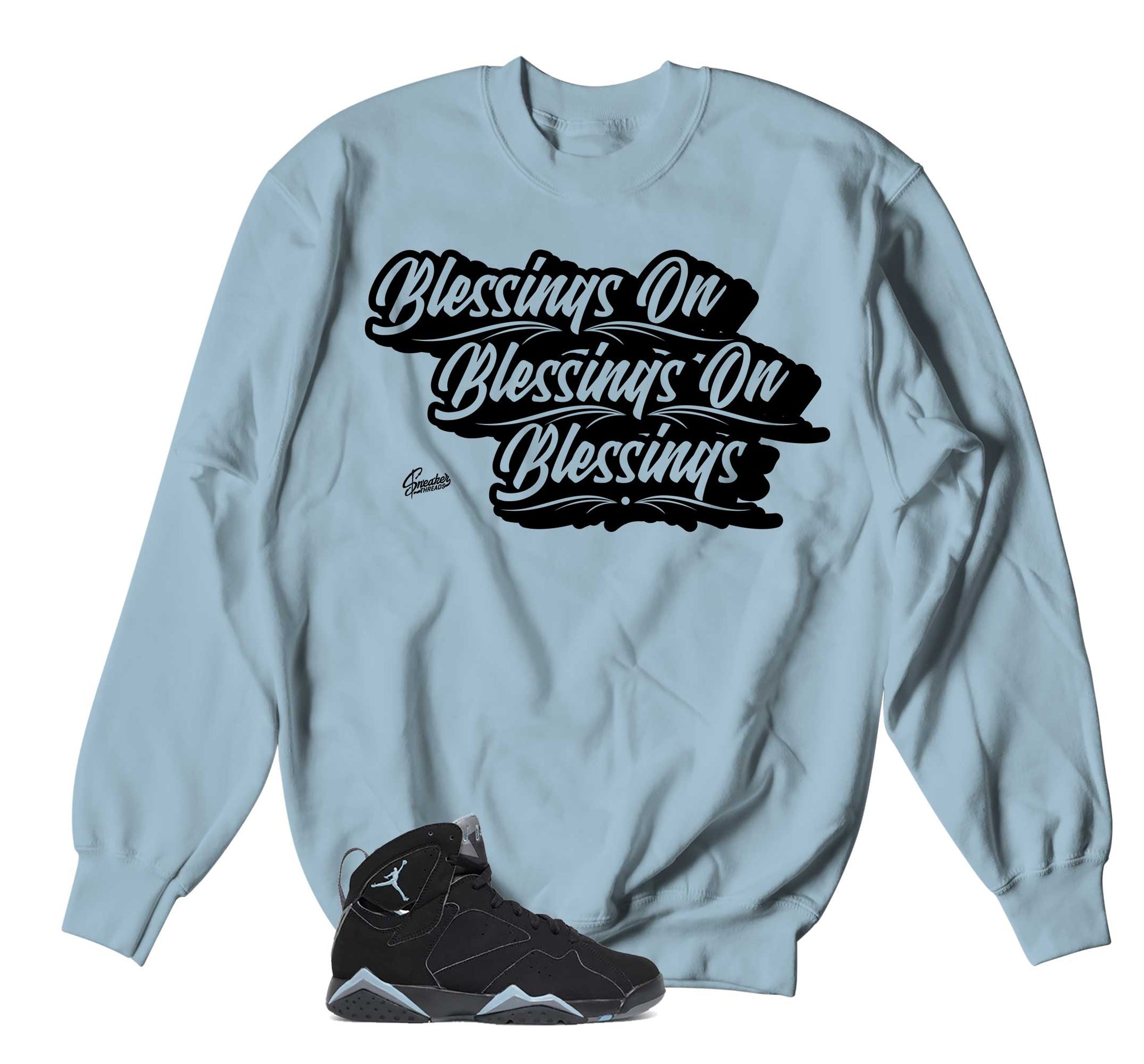 Retro 7 Chambray Sweater - Blessings - Chambray