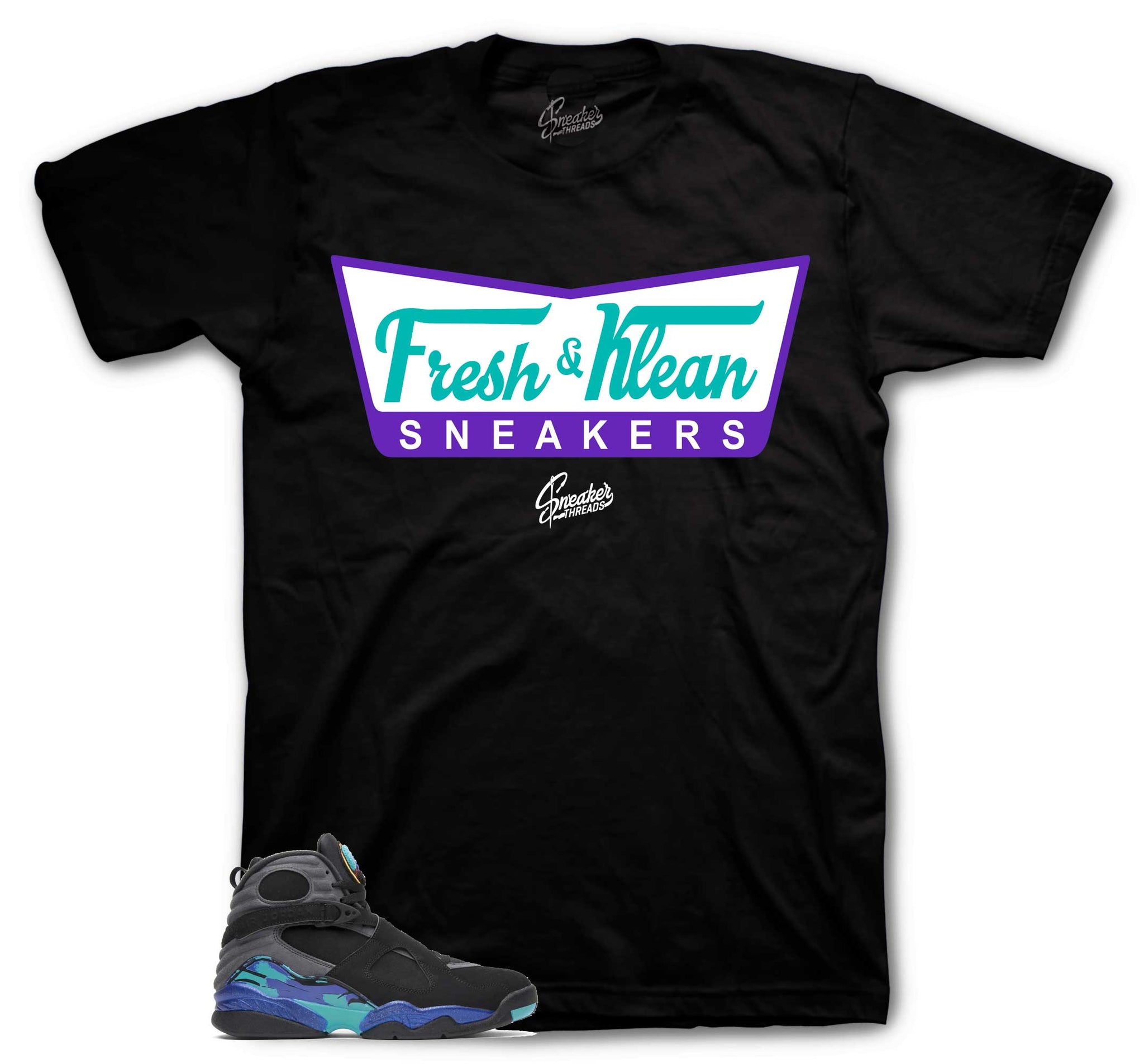 Retro 8 White Aqua Shirt - Fresh klean - Black