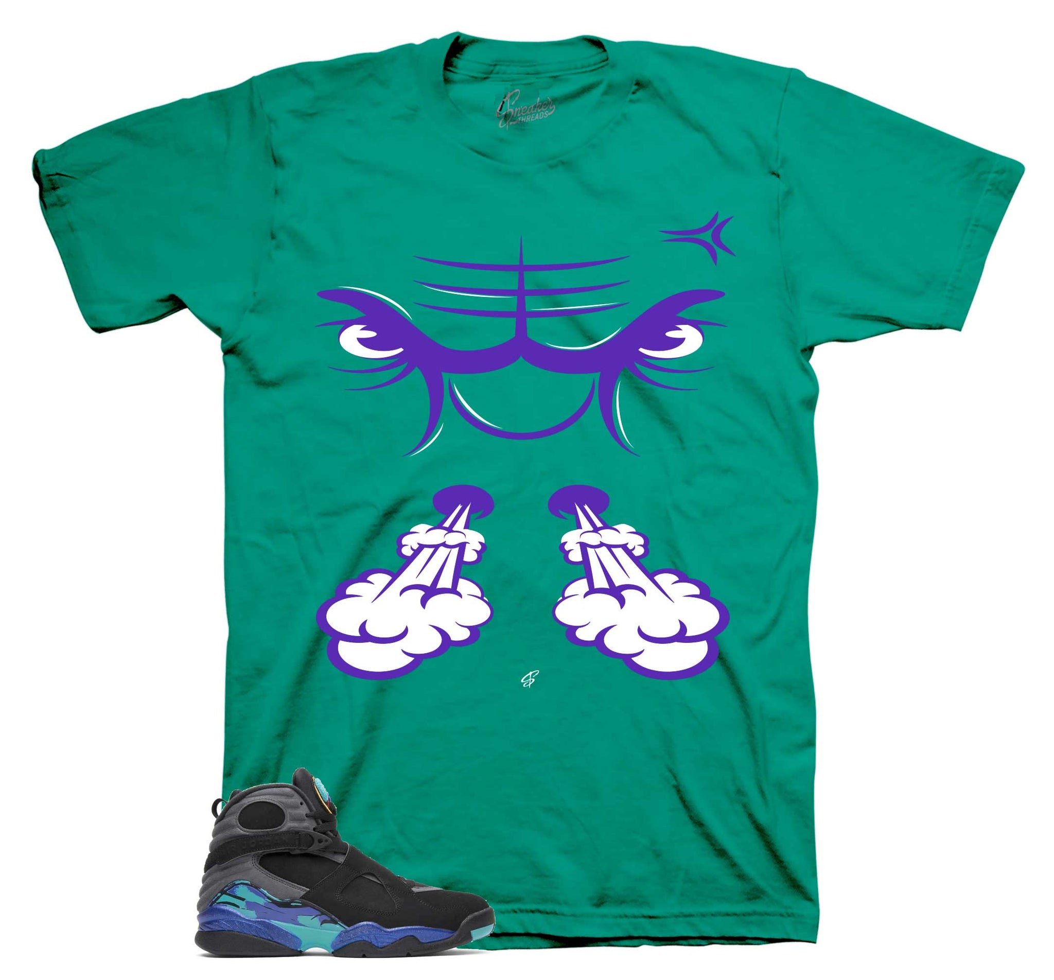 Retro 8 Aqua Shirt - Raging Face - Teal