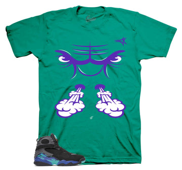 Retro 8 Aqua Shirt - Raging Face - Teal