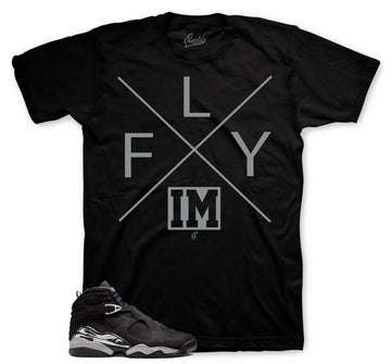 Retro 8 Chrome Shirt - I'm fly - Black