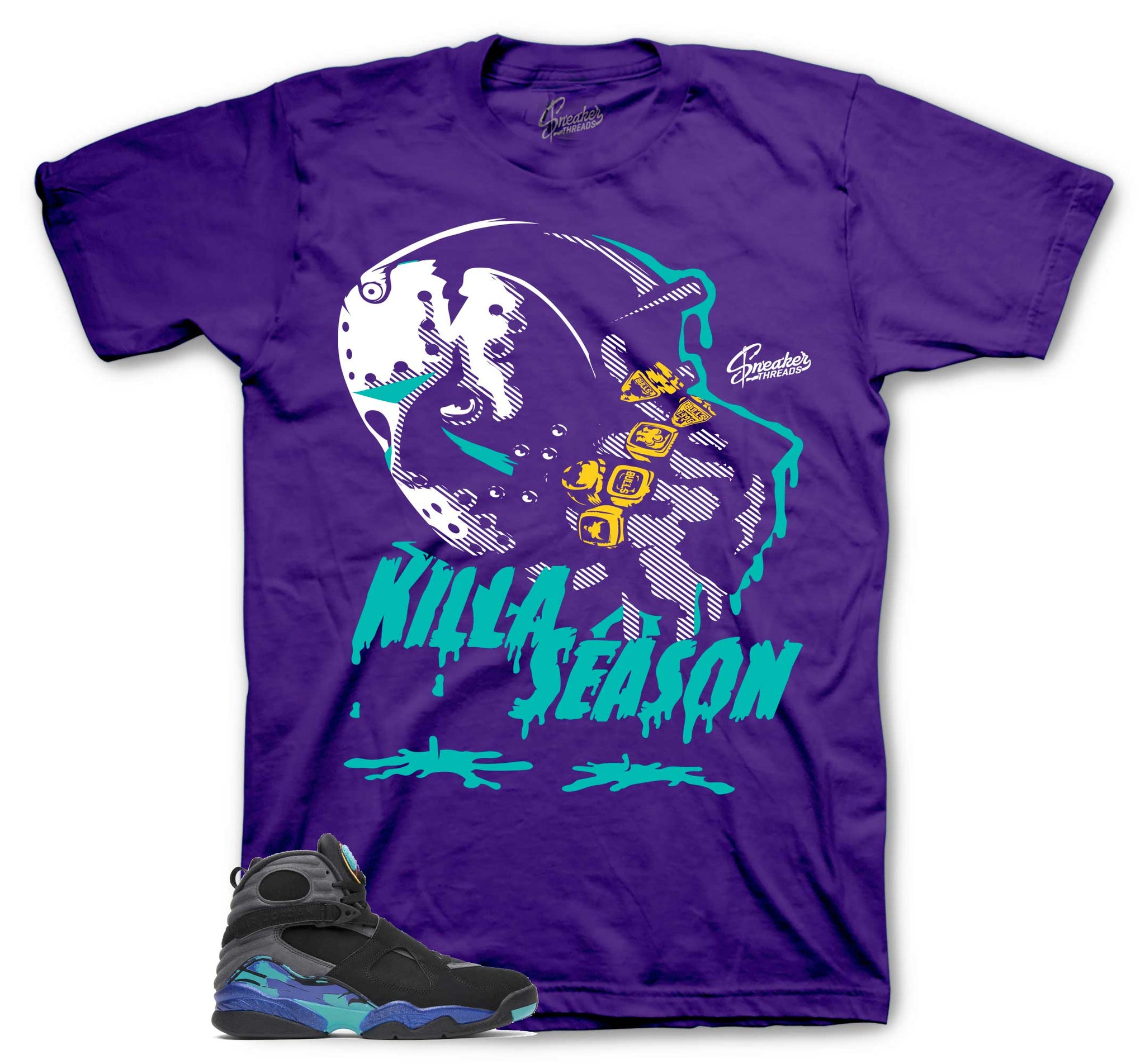 Retro 8 White Aqua Shirt - Killa Season - Purple