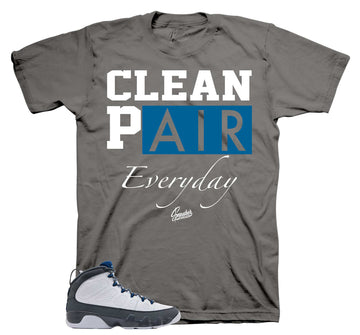 Retro 9 Flint Grey Shirt - Clean Pair - Charcoal