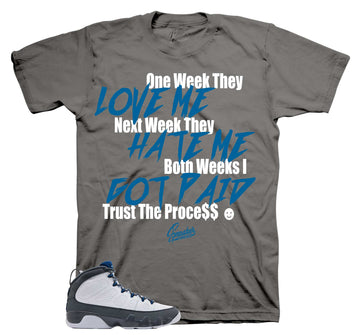 Retro 9 Flint Grey Shirt - Trust The Process - Charcoal