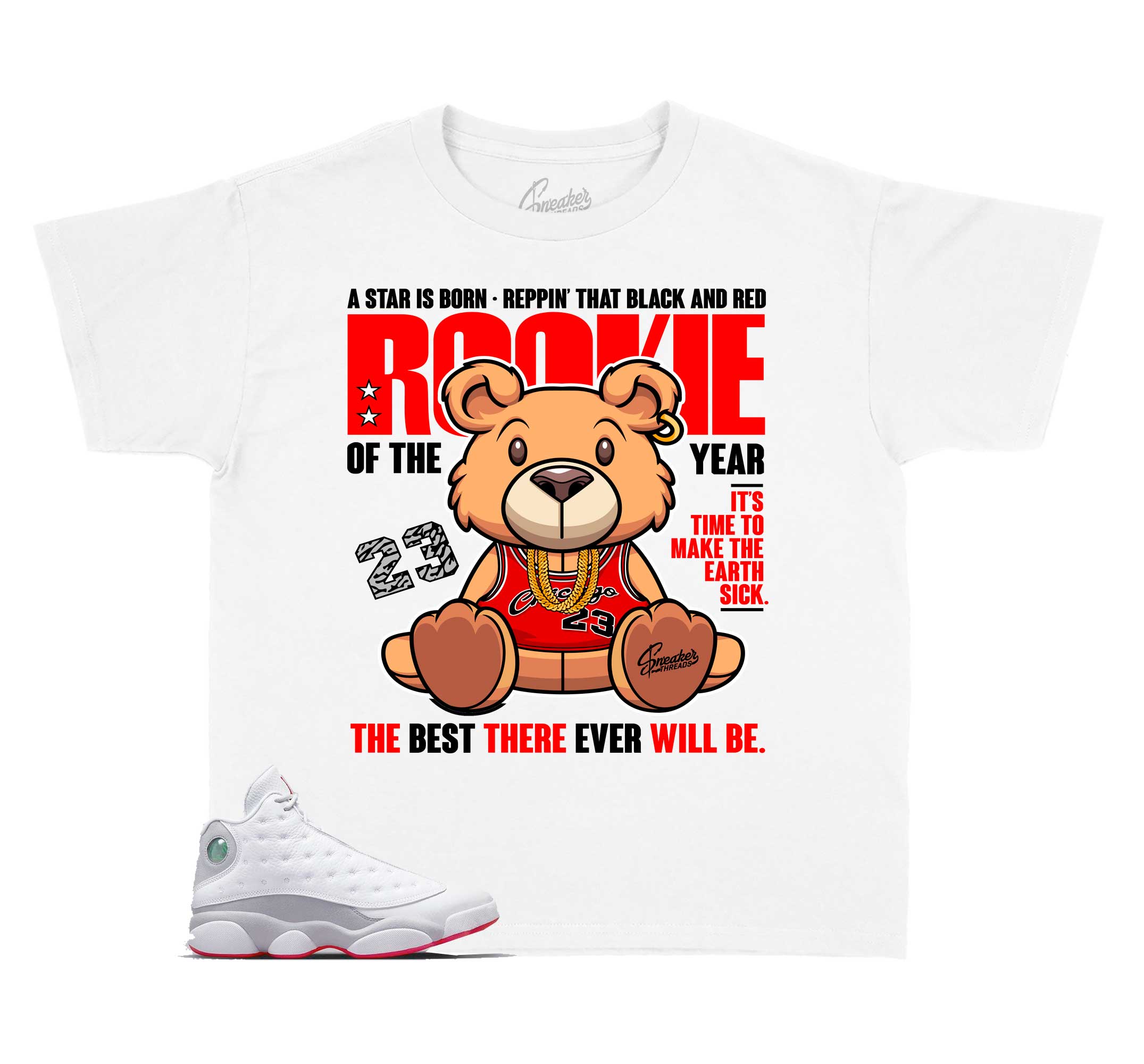 Kids Wolf Grey 13 Shirt - Rookie Bear - White