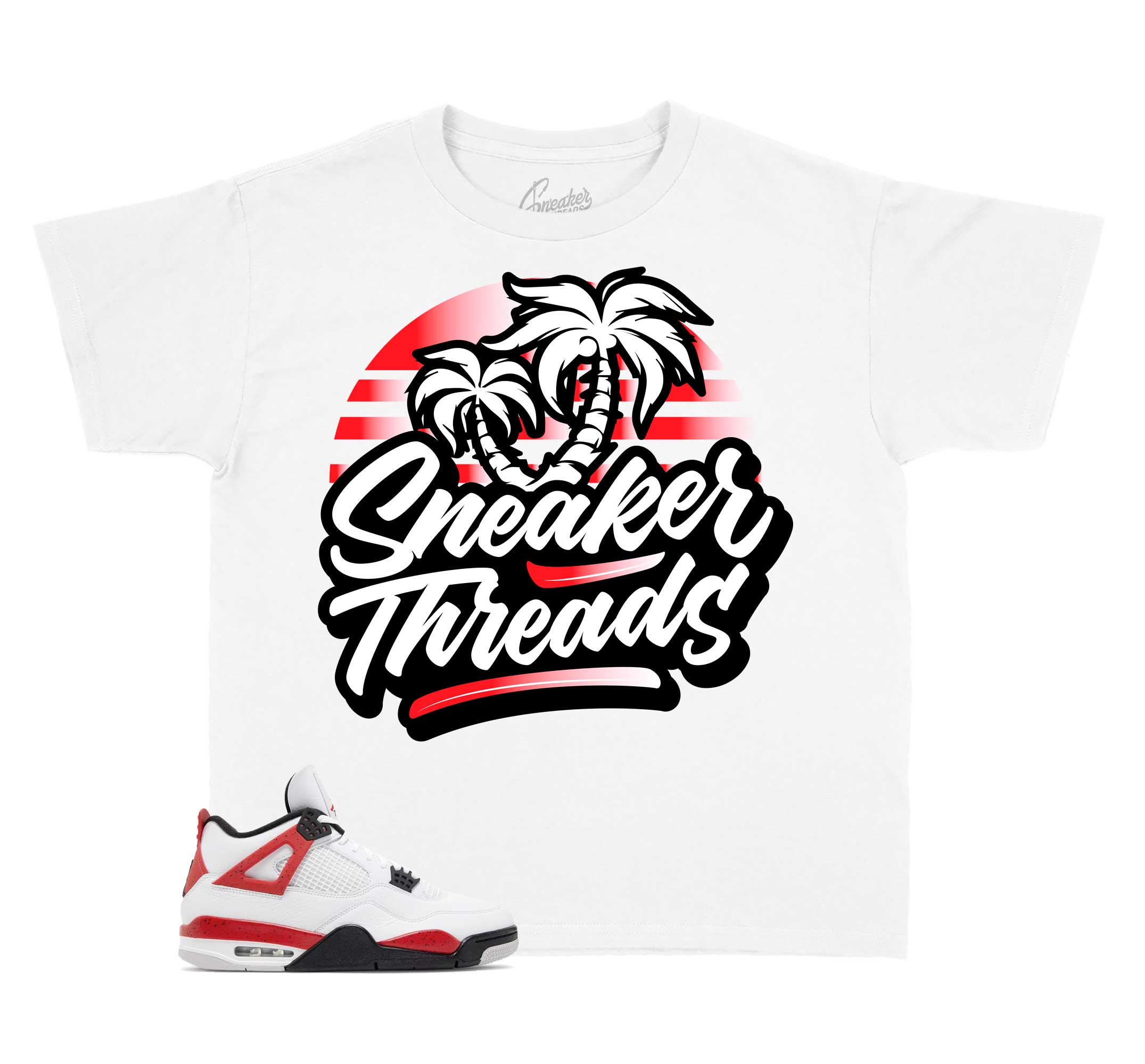 Kids Red Cement 4 Shirt - ST Palms - White