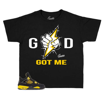 Kids Yellow Thunder 4 Shirt - God Got Me - Black