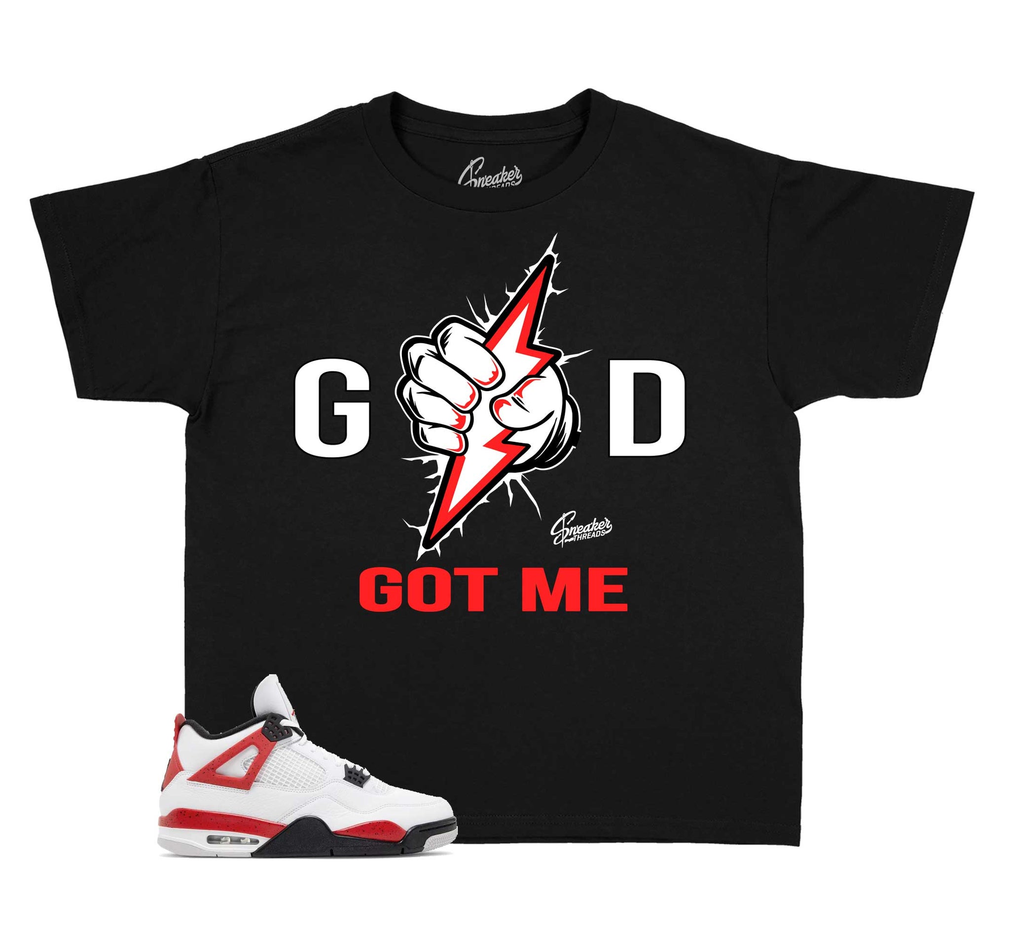 Kids Red Cement 4 Shirt - God Got Me - Black