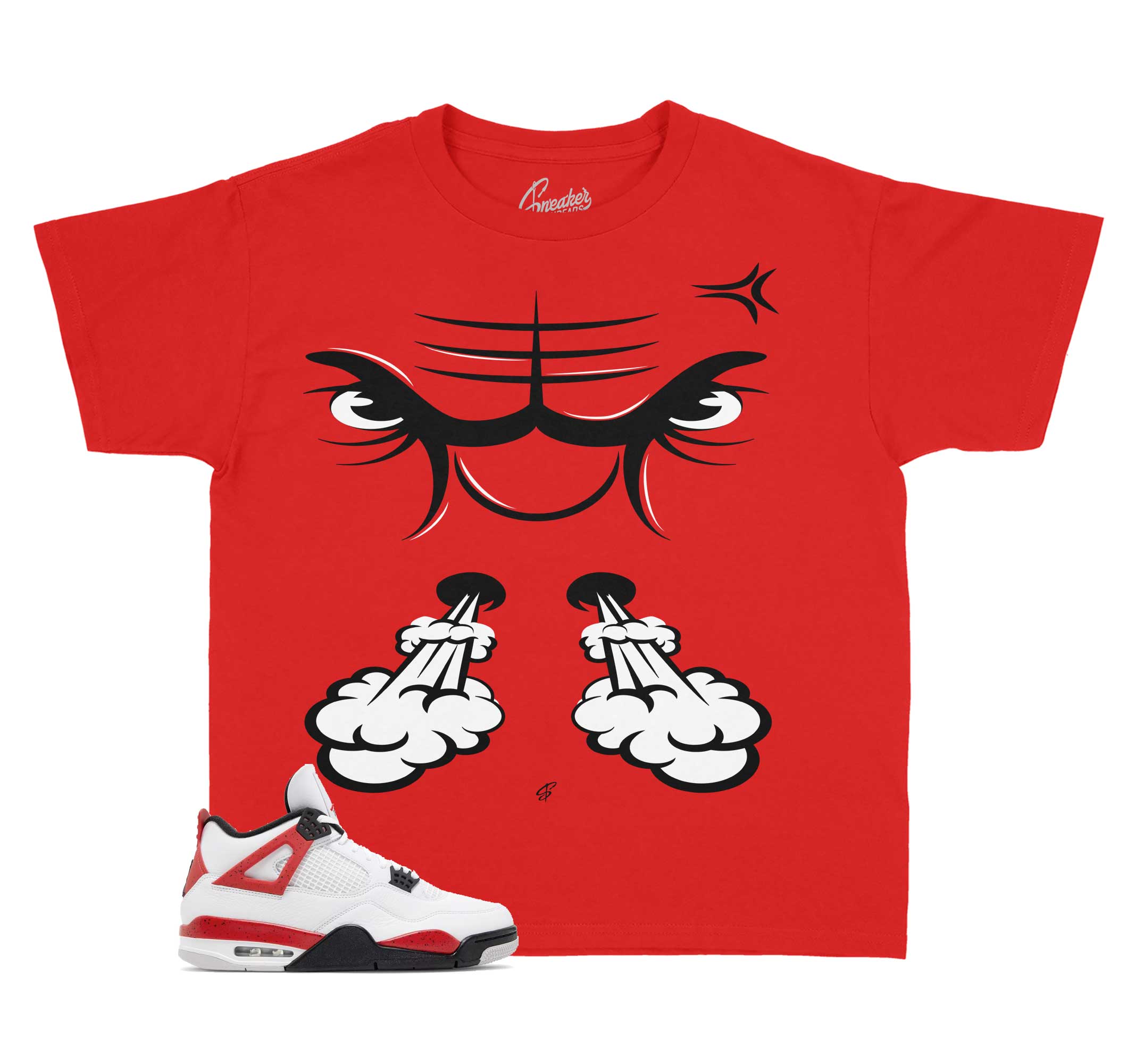 Kids Red Cement 4 Shirt - Raging Face - Red