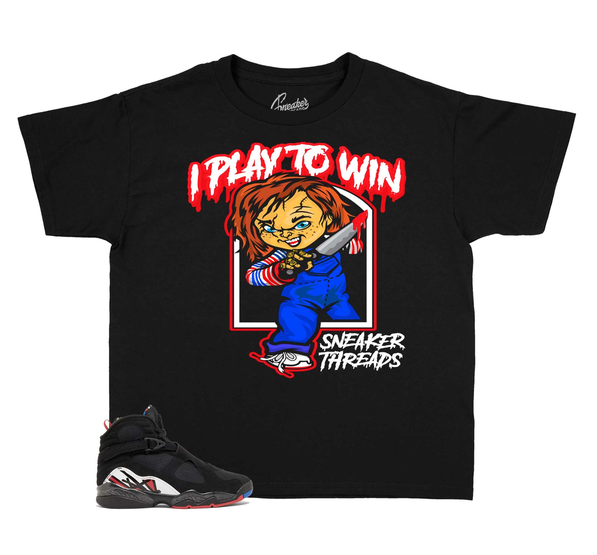 Kids Playoffs 8 Shirt - I Play To Win - Black