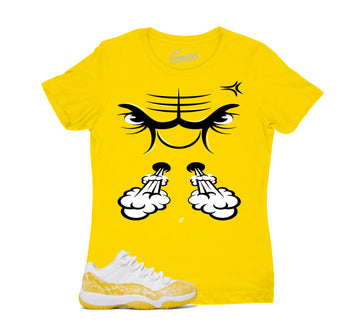 Womens Yellow Snakeskin 11 Shirt - Raging Face - Yellow