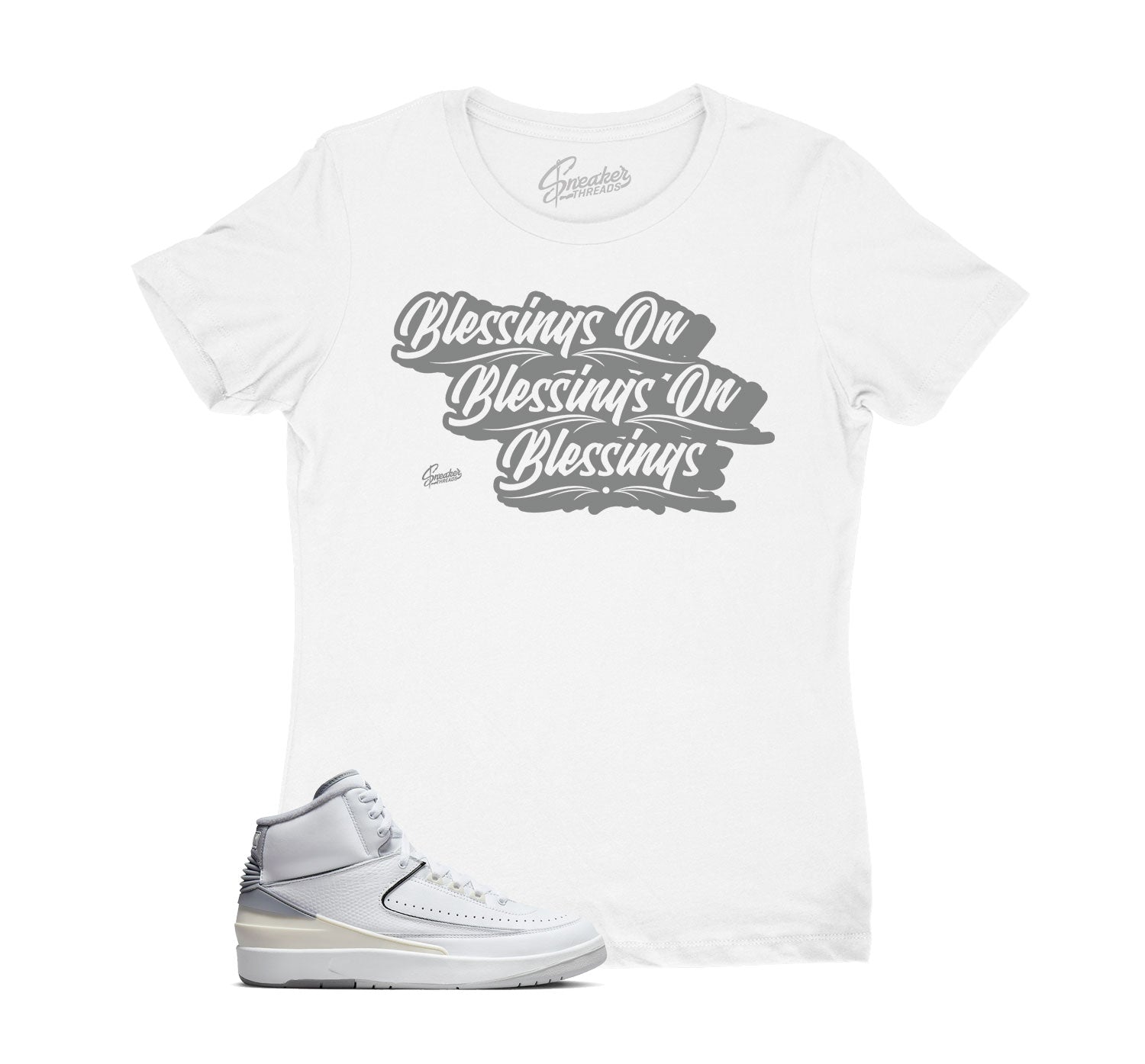 Womens Cement Grey 2 Shirt - Blessings - White