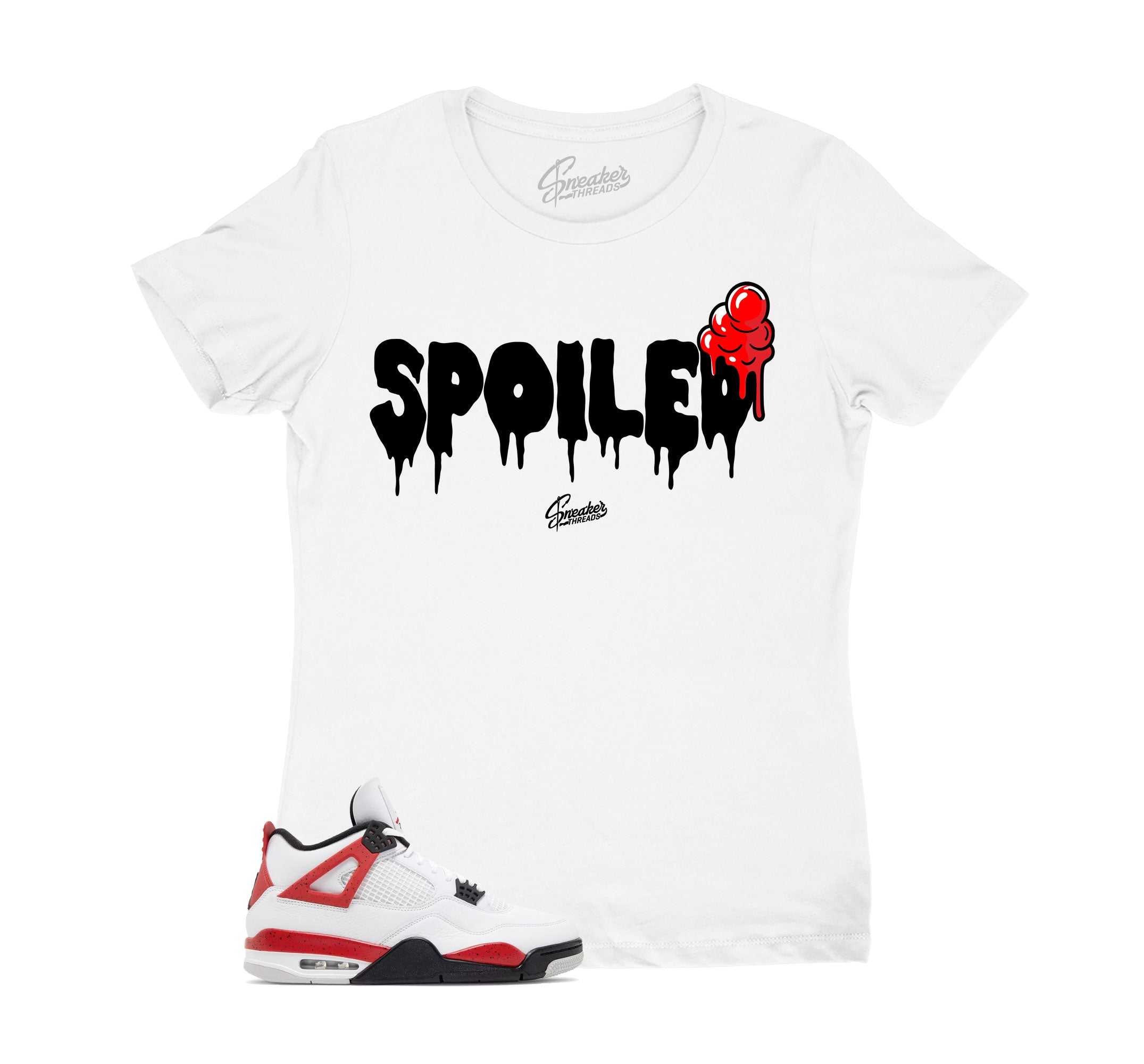 Womens Red Cement 4 Shirt - Spoiled - White