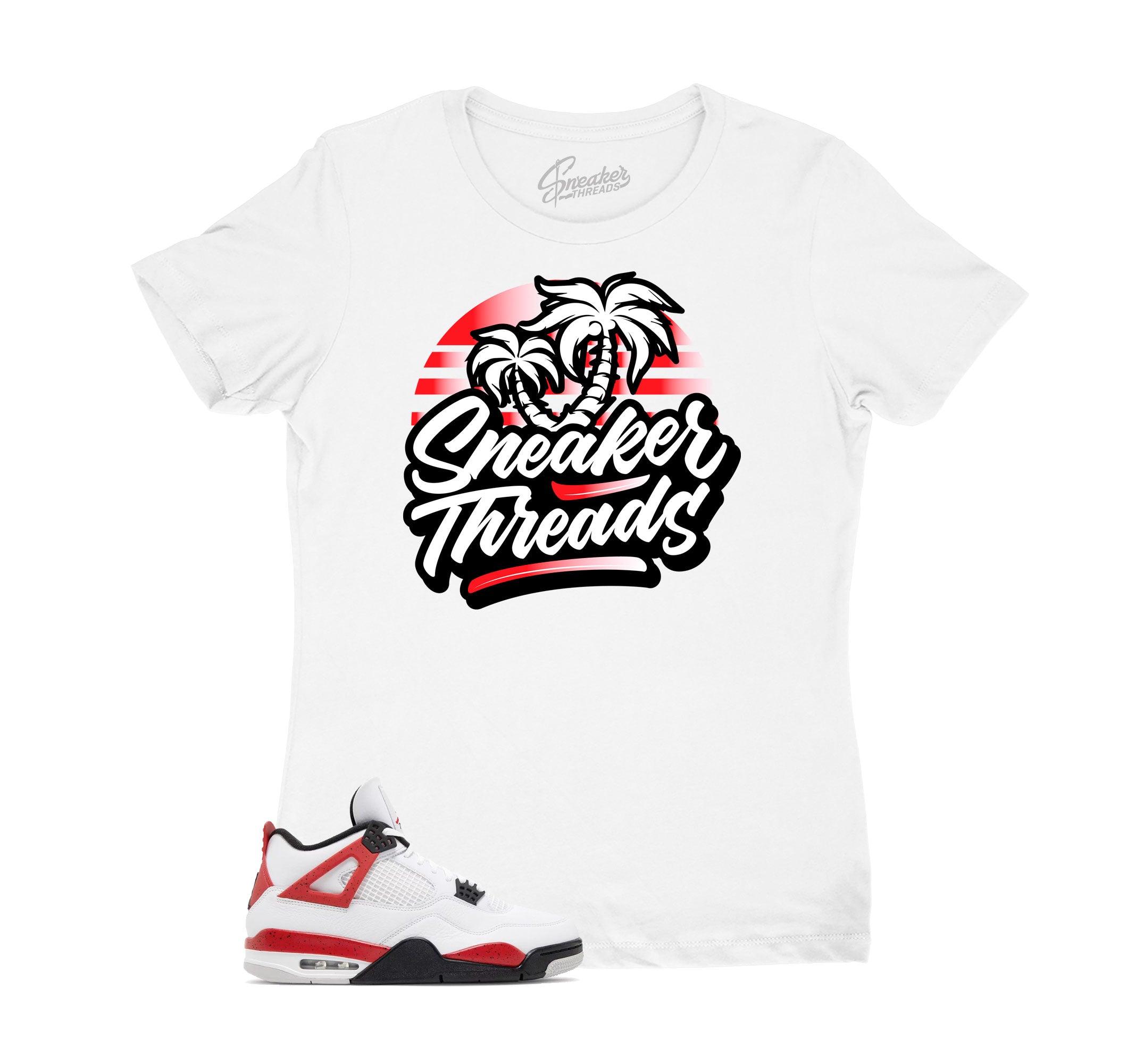 Womens Red Cement 4 Shirt - ST Palms - White