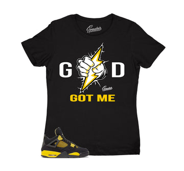 Womens Yellow Thunder 4 Shirt - God Got Me - Black