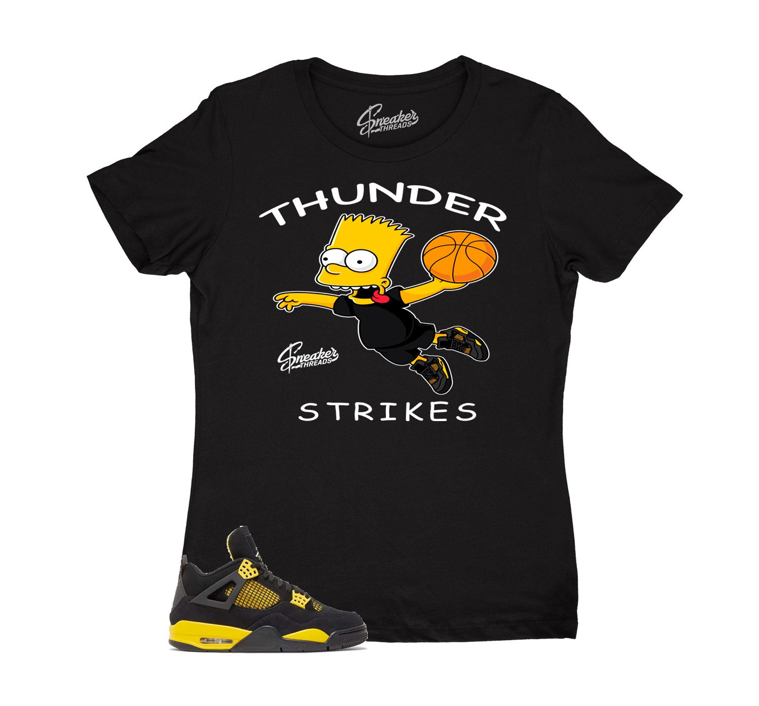 Womens Yellow Thunder 4 Shirt - Thunder Strikes - Black