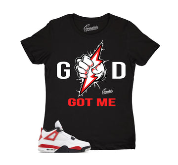 Womens Red Cement 4 Shirt - God Got Me - Black