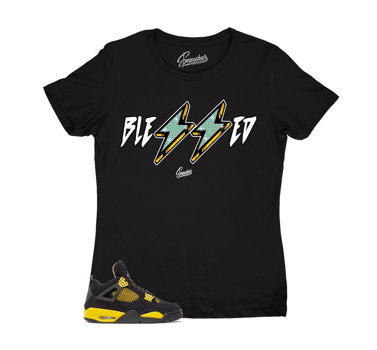 Womens Yellow Thunder 4 Shirt - Blessed - Black