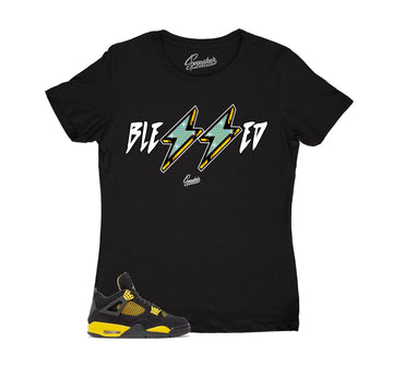 Womens Yellow Thunder 4 Shirt - Blessed - Black