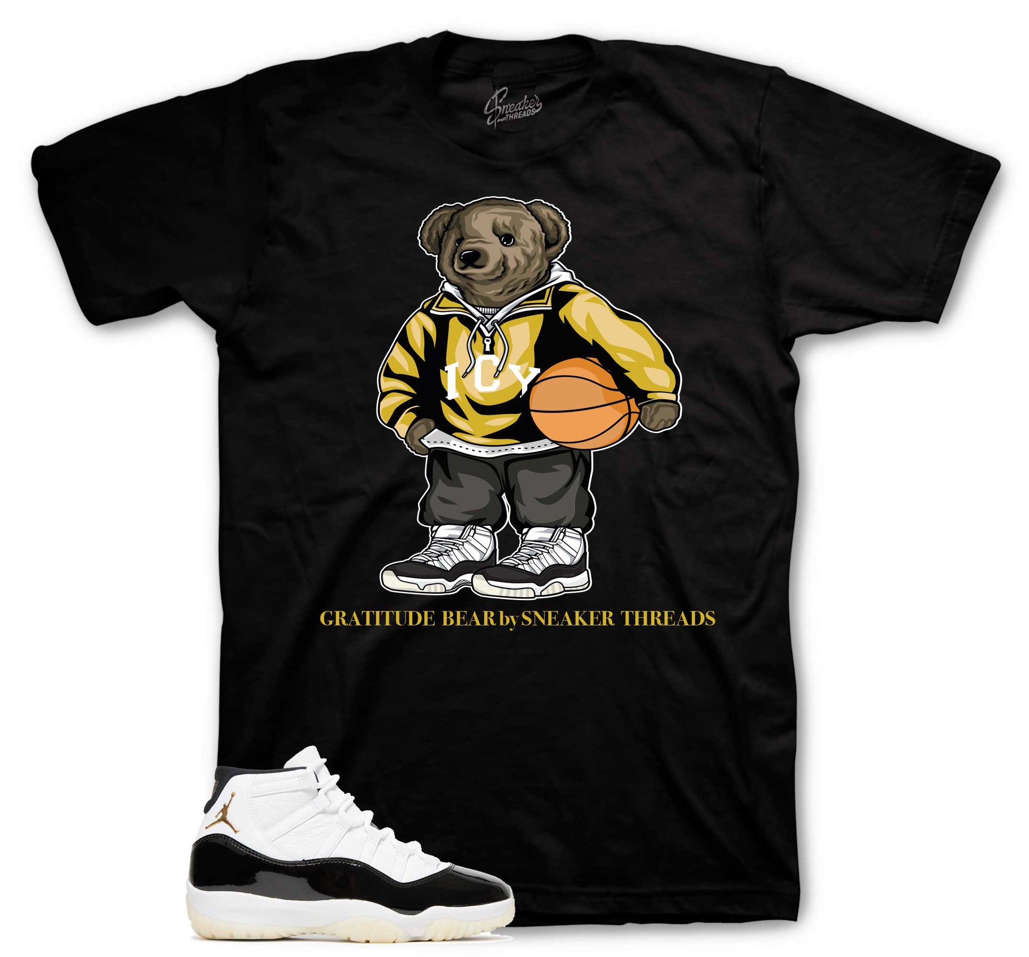 Retro 11 Gratitude Shirt - Icy Bear - Black