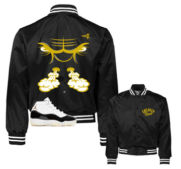 Retro 11 Gratitude Satin Jacket - Raging Face - Black