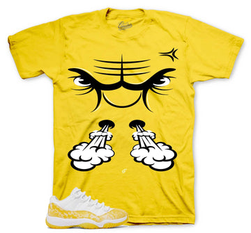 Retro 11 Yellow Snakeskin Shirt - Raging Face - Yellow