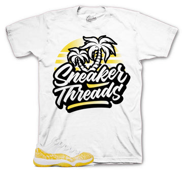 Retro 11 Yellow Snakeskin Shirt - ST Palms - White