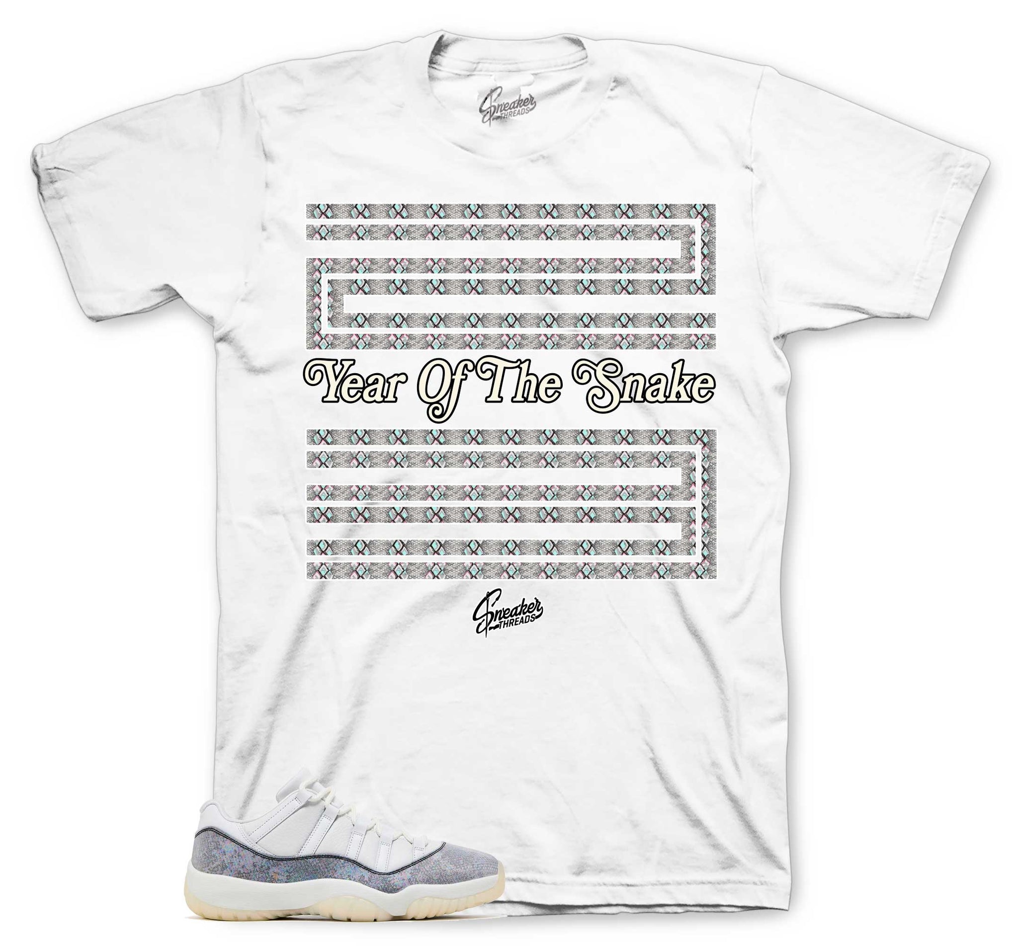 Retro 11 Year Of The Snake Shirt - Crest - White