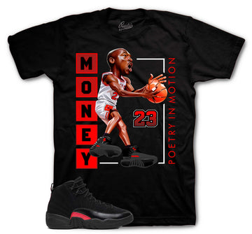 Retro 12 Bloodline Shirt - Poetry In Motion - Black